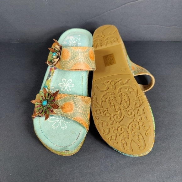 L'Artiste by Spring Step Polka-MNTM - Mint Green Floral Wedge Slip On Sandal 8.5 - Picture 8 of 9